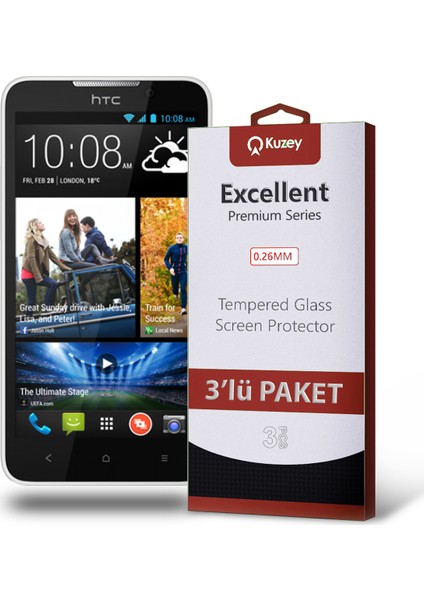 Htc Desire 516 Temperli Ekran Koruyucu Kırılmaz Cam Ekonomik 3 Adet Şeffaf