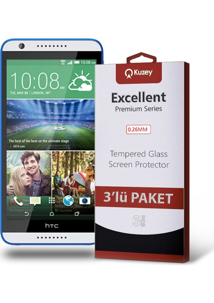 Htc Desire 820 Temperli Ekran Koruyucu Kırılmaz Cam Ekonomik 3 Adet Şeffaf fiyatları