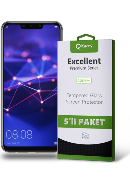 Huawei Mate 20 Lite Temperli Ekran Koruyucu Kırılmaz Cam Ekonomik 5 Adet Şeffaf