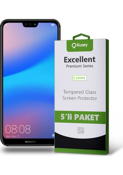 Huawei P20 Lite Temperli Ekran Koruyucu Kırılmaz Cam Ekonomik 5 Adet Şeffaf fiyatları