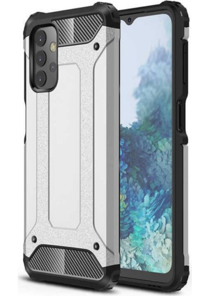 Samsung Galaxy A32 Kapak Çift Katmanlı Zırh Tank Kılıf Gri