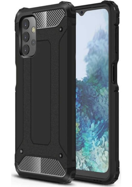 Samsung Galaxy A32 Kapak Çift Katmanlı Zırh Tank Kılıf Siyah