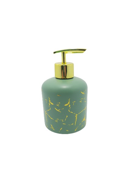 Cam Sabunluk Yeşil-Sarı Yaldızlı Desen 350 ml