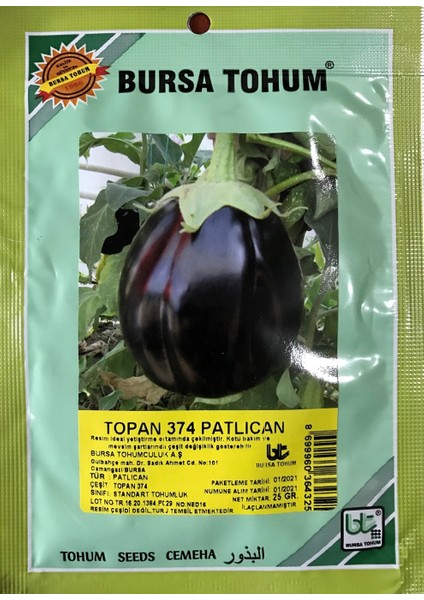 Topan Patlıcan Tohumu 25 gr 5000 Tohum