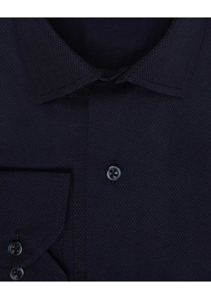 Slim Fit Armür Desenli Lacivert Erkek Gömlek fiyatları