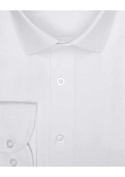 Slim Fit Armür Desenli Beyaz Erkek Gömlek fiyatları