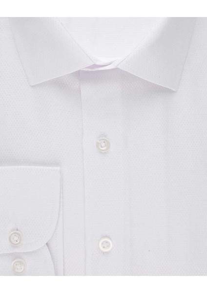 Slim Fit Armür Desenli Beyaz Erkek Gömlek fiyatları