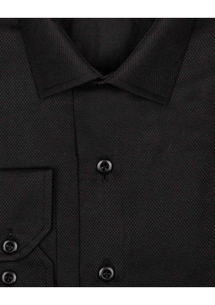 Slim Fit Armür Desenli Erkek Gömlek