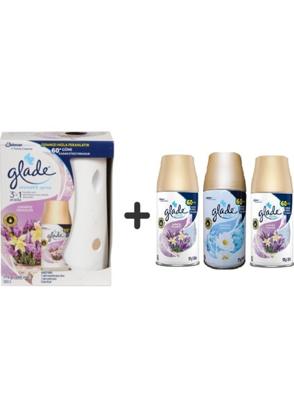 Otomatik Sistem+ Lavanta Ferahlığı+ Lavanta Ferahlığıx Temizliğin Ferahlığıx Lavanta Ferahlığı= 3 x 269 ml