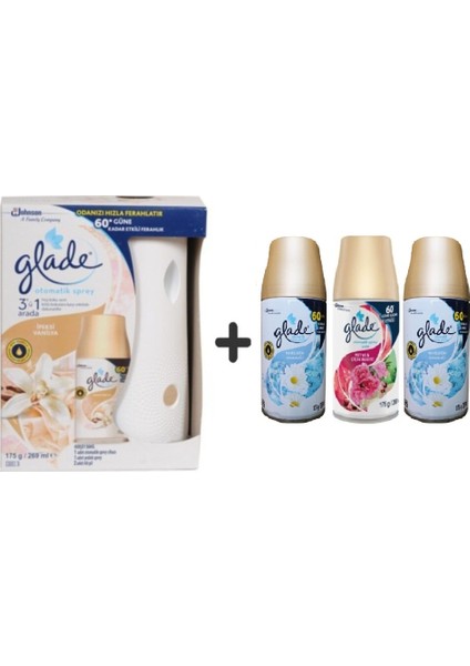 Otomatik Sprey+ Ipeksi Vanilya+ Temizliğin Ferahlığı x Meyve & Çiçek Buketix Temizliğin Ferahlığı = 3 x 269 ml