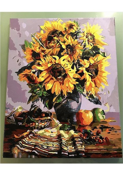 Masadaki Ayçiçekler Sayılarla Boyama SetiTuvale Gerili 40 x 50 cm fırsatları