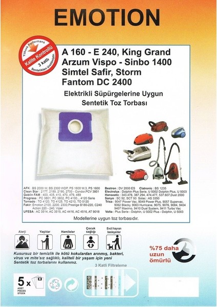 Fakir C240 Action 220-240 Süpürge Toz Torbası 10 Adet