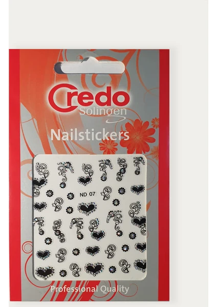 Credo Solingen Nail Sticker Tırnak Sticker Black Heart White ND07