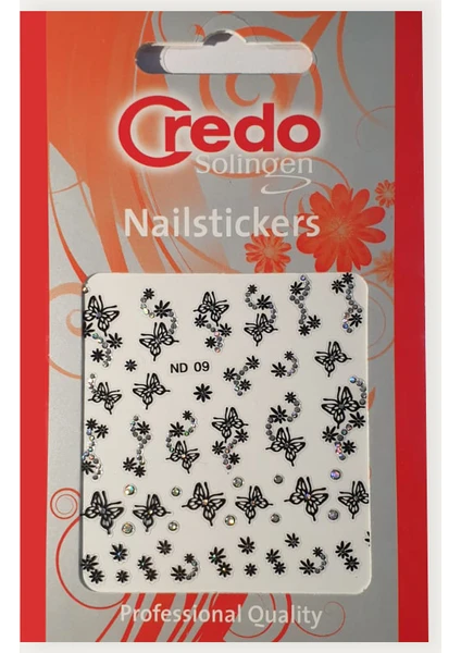 Credo Solingen Nail Sticker Tırnak Sticker Süsü Eskiz Kelebek ND09