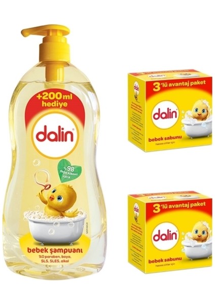 Bebek Şampuanı Klasik 900 ml + Dalin Bebek Sabunu Hassas Ciltler Için 6'lı
