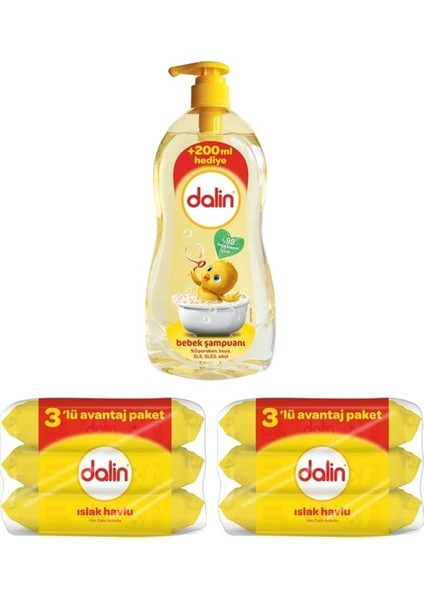 Bebek Şampuanı Klasik (700+200) 900 ml + Dalin Islak Havlu 6X56