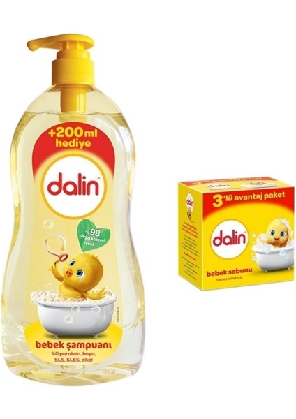 Bebek Şampuanı Klasik 900 ml + Dalin Bebek Sabunu Hassas Ciltler Için 3'lü