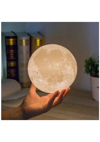 Standlı Ay Gece Lambası Dekoratif Küre Beyaz Renk