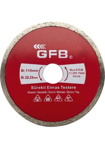 Sürekli Turbo Elmas Mermer Granit Kesici 180 mm