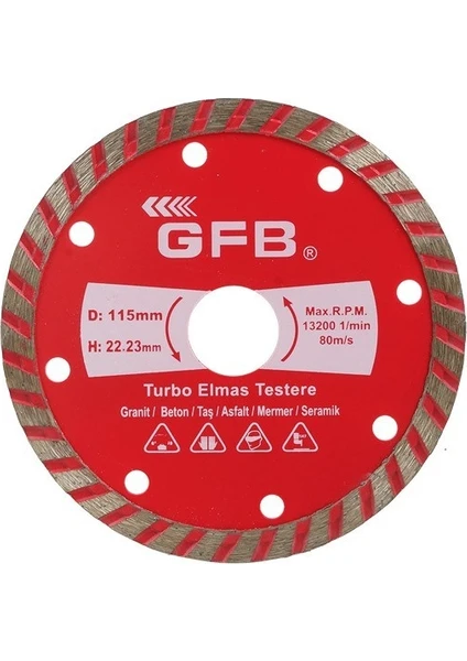 Turbo Elmas Mermer Granit Kesici Disk 115 mm