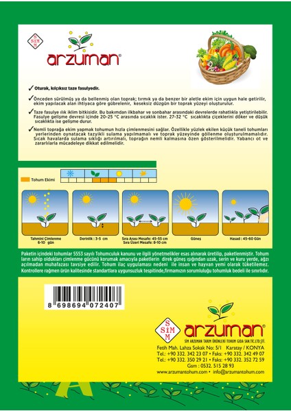 Atlantis (Kırk Günlük) Oturak Fasülye Tohumu 50 Gram fiyatları