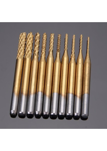 Profi̇sher Cnc End Mill Gravür Kesici Karbür 10'lu 0.8/3.175 mm Pcb, Smt, Cnc Matkap Uç