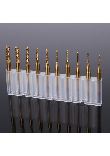 Profi̇sher Cnc End Mill Gravür Kesici Karbür 10'lu 0.8/3.175 mm Pcb, Smt, Cnc Matkap Uç