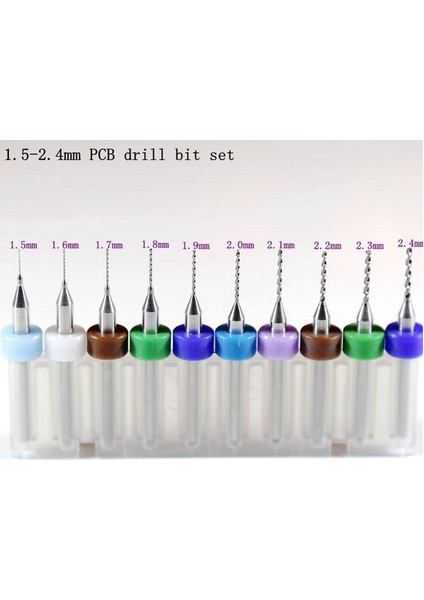 Profi̇sher Tungsten Karbür Mini Cnc Matkap Uç Pcb Baskı Devre 10'lu Set 1.5-2.4 mm
