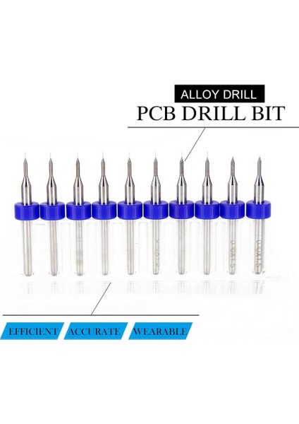 Profi̇sher Pcb Matkap Ucu 0,1 mm Tungsten Mikro Karbür 10'lu