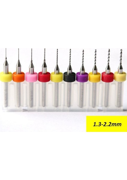 Profi̇sher Cnc Delme Kiti Pcb Mini Karbür Matkap Ucu 10'lu Set 1.3-2.2 mm