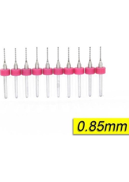 Profi̇sher Pcb Mikro Karbür Cnc Matkap Ucu 10'lu Set 0,85 mm Tungsten 18 Shank