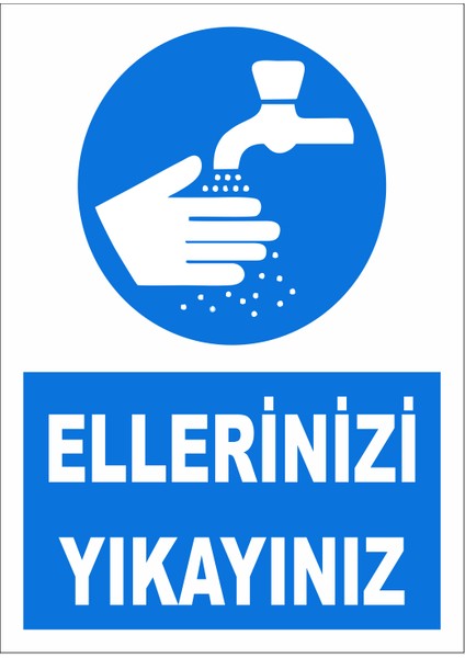 5 Adet Ellerinizi Yıkayınız Uyarı Ikaz Levhası