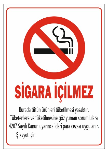 5 Adet Sigara Içilmez Uyarı Levhası
