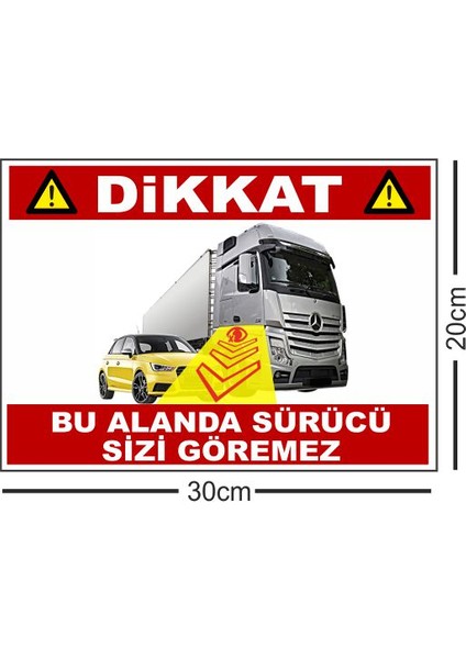 5 Adet Kamyon Bu Alanda Sürücü Sizi Göremez Etiketi