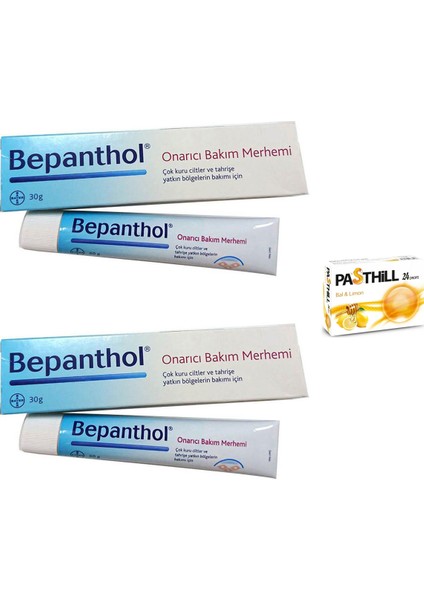 Onarıcı Bakım Merhemi 30 gr x 2 Adet + Pasthill 1 Adet Bal & Limon 24 Drops