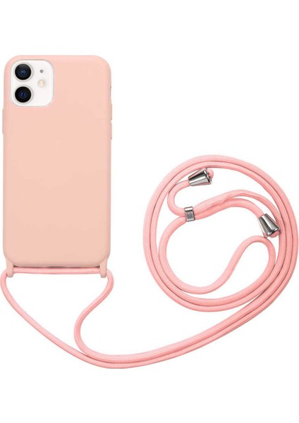 Apple iPhone 12 Kapak Ipli Askılı Içi Süet Lansman Kılıf - Pembe