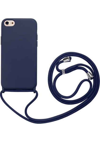 Apple iPhone 8 Kapak Ipli Askılı Içi Süet Lansman Kılıf - Lacivert