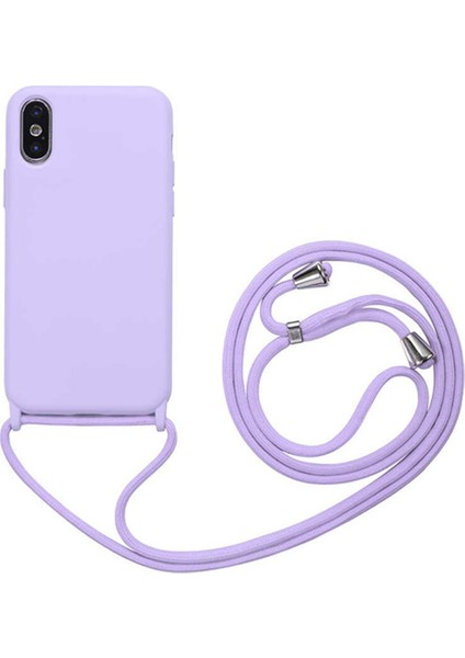 Apple iPhone Xs Max Kapak Ipli Askılı Içi Süet Lansman Kılıf - Lila