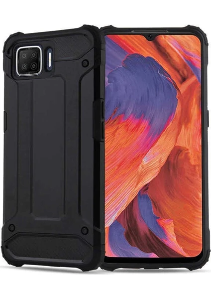 Caseart Oppo A73 Kapak Çift Katmanlı Zırh Tank Kılıf - Siyah