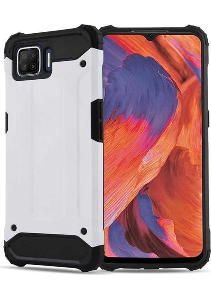 Caseart Oppo A73 Kapak Çift Katmanlı Zırh Tank Kılıf - Gri