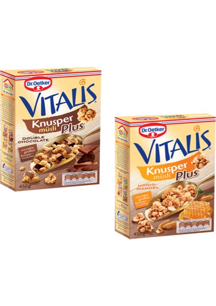 Vitalis Bal Bademli ve Sütlü-Bitter Çikolatalı Çıtır Müsli Paket