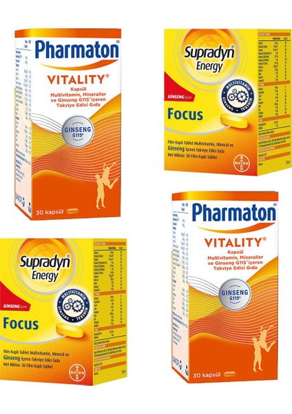 Vitality 30 Kapsül ve Supradyn Energy Focus 30 Tablet Seti x 2 Adet