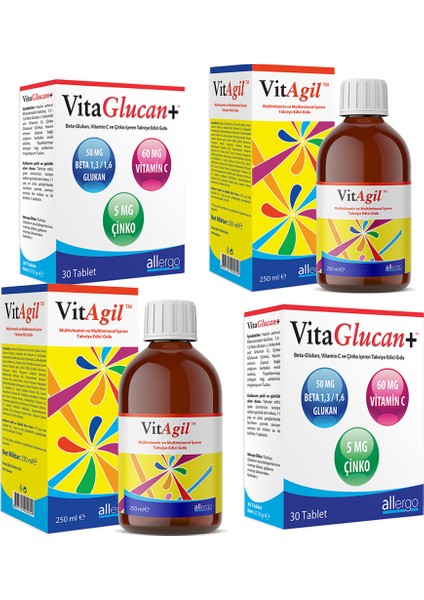 Vitagil Multivitamin-Mineral Şurup 250 ml ve Vitaglucan + 30 Kapsül Seti x 2 Adet