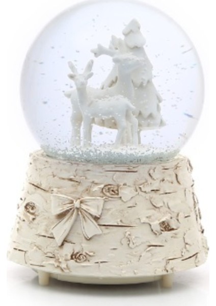 Işıklı Büyük Boy Kar Küresi Geyikli Cam Küre Otomatik Kar Püskürten Küre