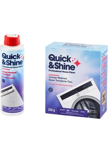 Quick Shine Quick&shine Süper 2'li Çamaşır Makinesi Kazan Temizleme x Bulaşık Makinesi Temizleme Sıvısı Temizlik 2'li