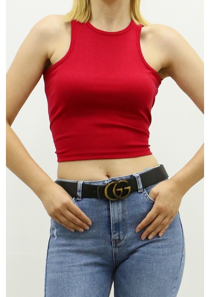 Mad Girls Bordo Crop Top MG361