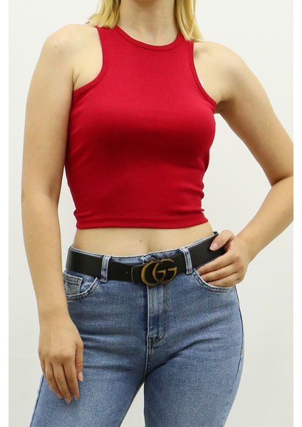 Mad Girls Bordo Crop Top MG361