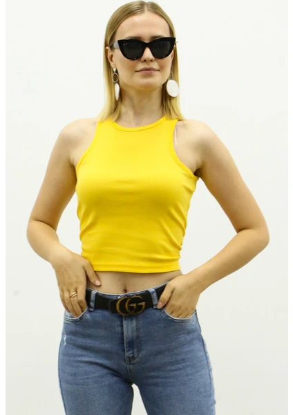 Mad Girls Sarı Crop Top MG361