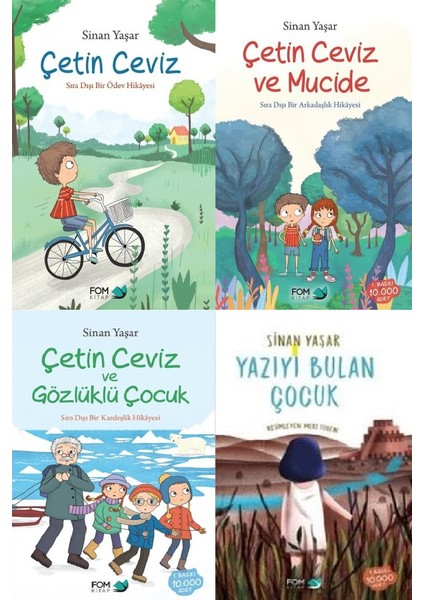 Sinan Yaşar 4 Kitap Set (Çetin Ceviz, Çetin Ceviz ve Mucide, Çetin Ceviz ve Gözlüklü Çocuk, Yazıyı Bulan Çocuk)