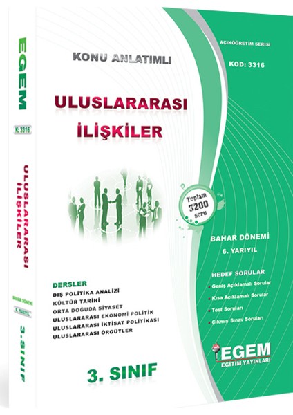 Egem Eğitim Yayınları 3. Sınıf Uluslararası İlişkiler Konu Anlatımlı Soru Bankası - Bahar Dönemi (6. Yarıyıl)